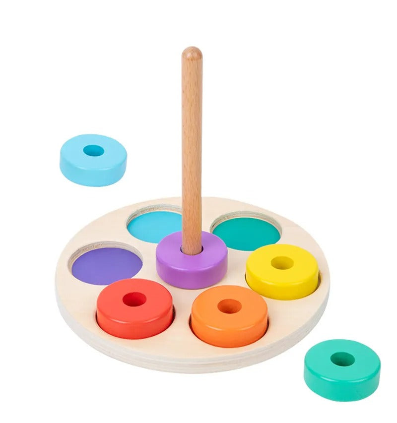 Wooden Colour Matching and Stacking Game - teenybuys