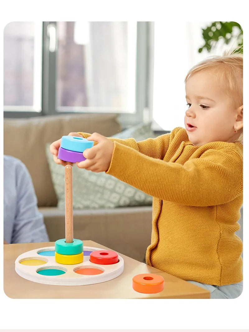 Wooden Colour Matching and Stacking Game - teenybuys