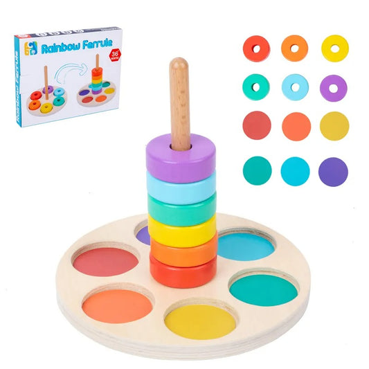 Wooden Colour Matching and Stacking Game - teenybuys