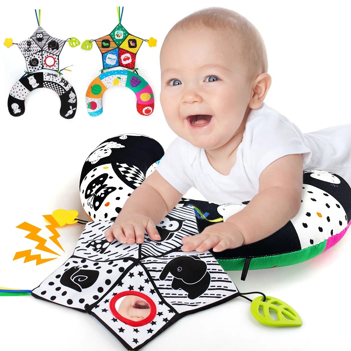 Black and White Sensory Tummy Time Pillow - teenybuys